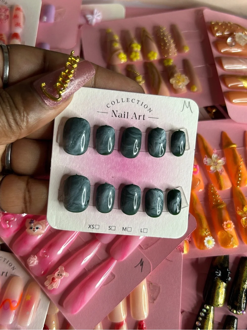 Marble Grey Press-On Nail Set